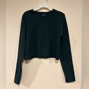 Basic Dark Green Long Sleeve Top